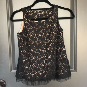 Kids(L) black and gold lace top, with toile